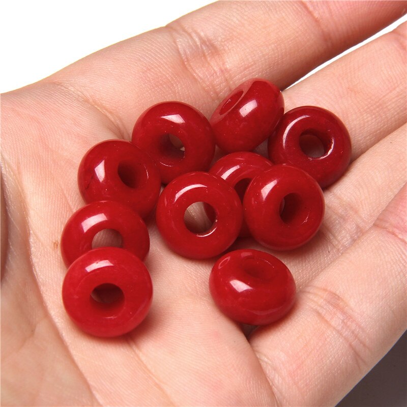 Stone Charms Pendant Spacer Round Big Hole Beads