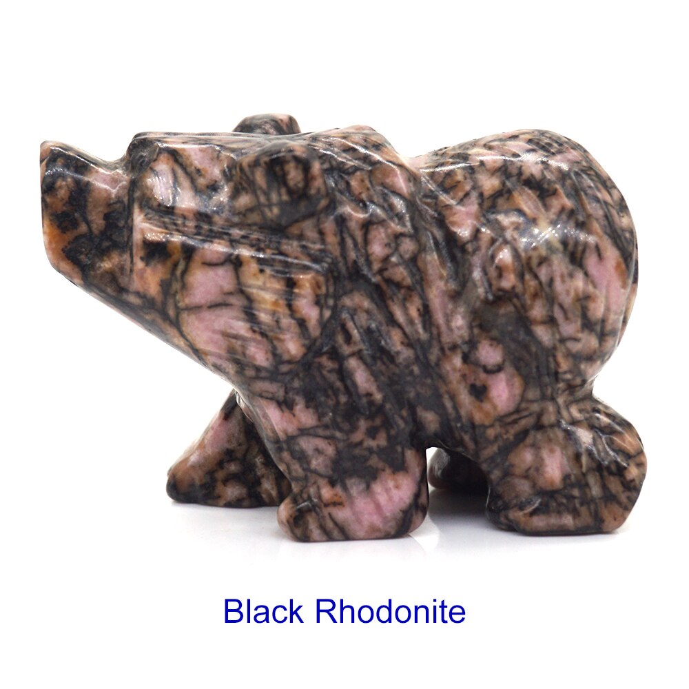 Bear Statue Natural Stone Hand Carved Figure Room