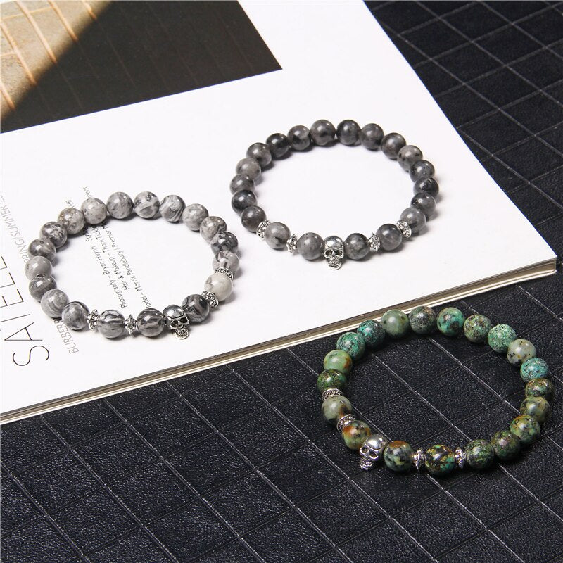 Natural Black Labradorite Stone Beads Bracelet
