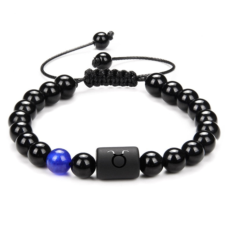 12 Constellation Couple Bracelet Black Stone Bracelets