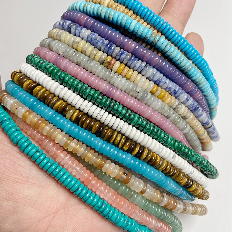 Natural Stone Slice Bead Agates Jades Flat Spacer