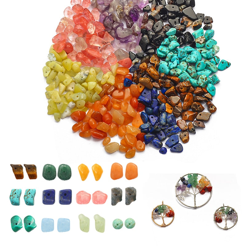 Stone Crystal Amethyst Chips Beads Kit Lobster Clasp