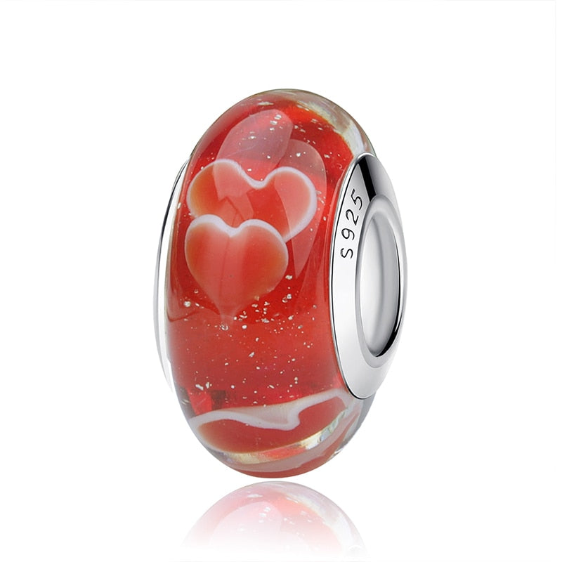 Sterling Silver Glass Bead Wood Stone Murano Flower
