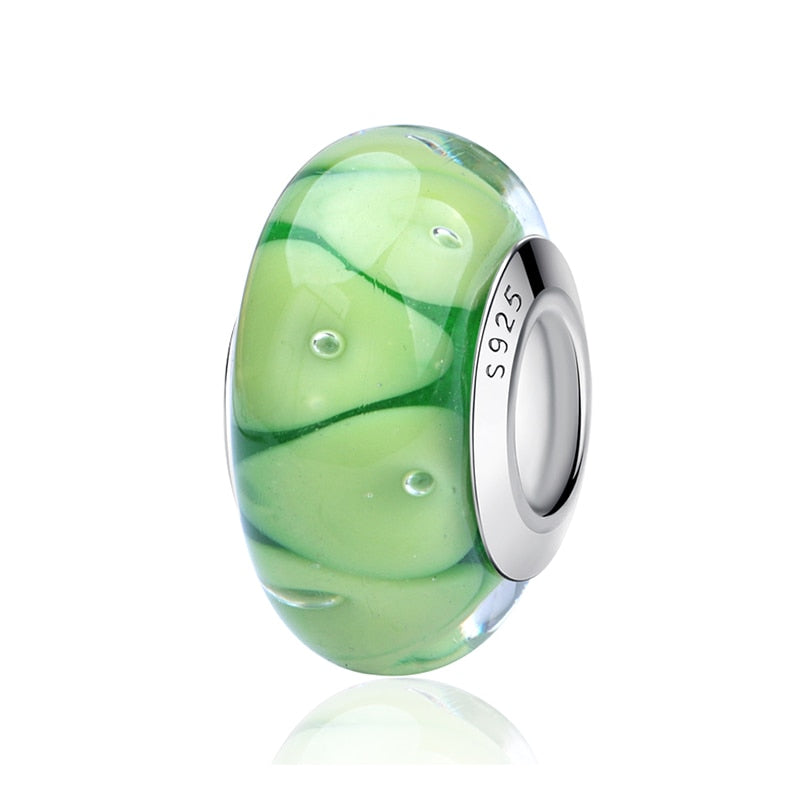 Sterling Silver Glass Bead Wood Stone Murano Flower
