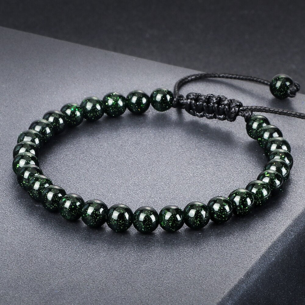 Natural Sandstone Bracelet Bangle Blue Green Goldstone
