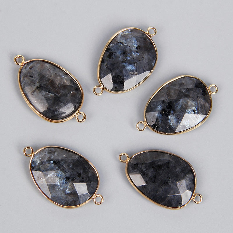 Double Sided Faceted Natural Stone Slice Charm