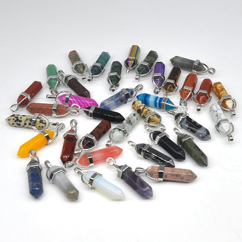 Natural Stone Hexagonal Quartz Pendulum Column Crystal