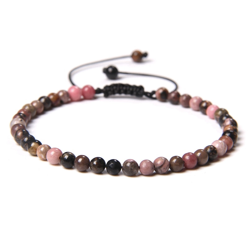 Adjustable 4MM Stone Beads Bracelet For Women