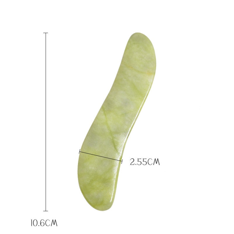 Green Jade Gua Sha Natural Stone Smooth Cold