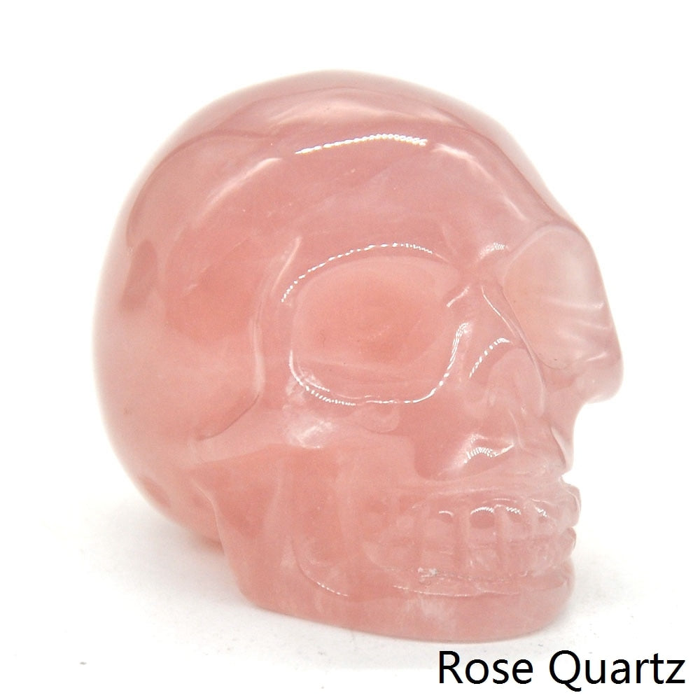 Skull Statue Natural Amethyst Black Obsidian Stone