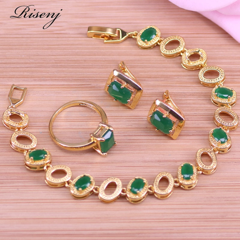 Jade Rose Gold Cotume Jewelry For Women Hoop Earrings