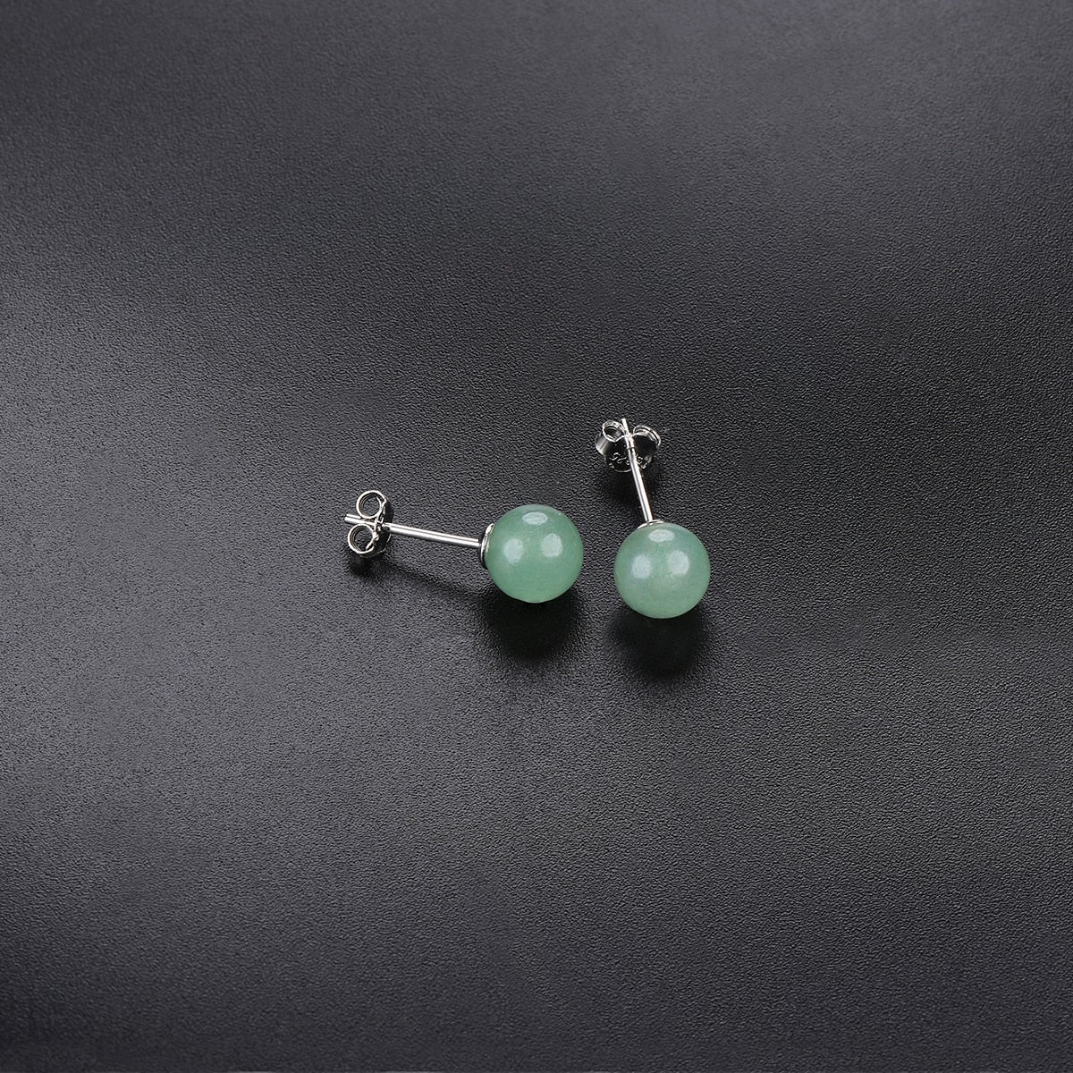 Gemstones 6mm Green Jade Silver Stud Earrings