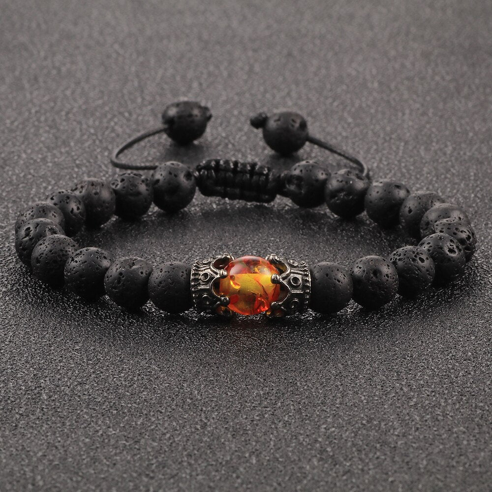 Natural Volcanic Rock Stone Men Bracelets