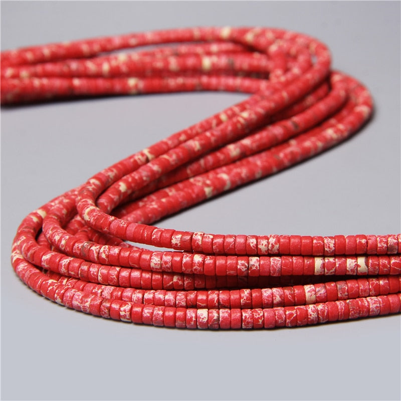 Natural Rondelle Stone Beads Flat Round Jaspers