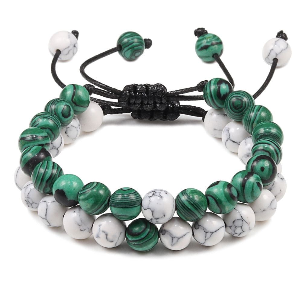 Braided Bracelets Men Natural Stone Lava Bead