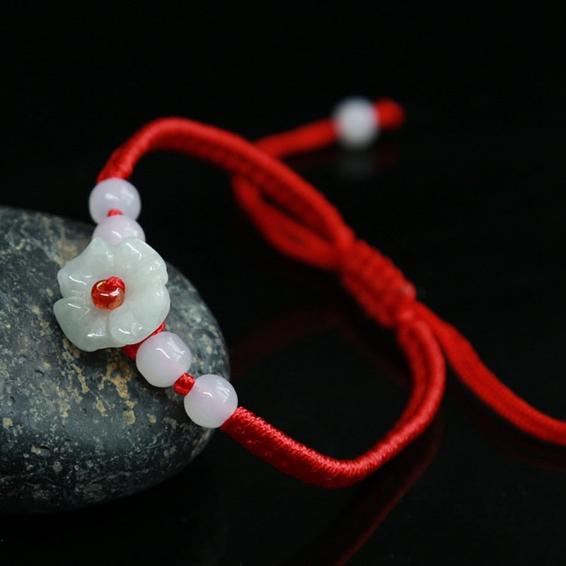 Geometric Natural Jade Red Rope Braid Bracelets