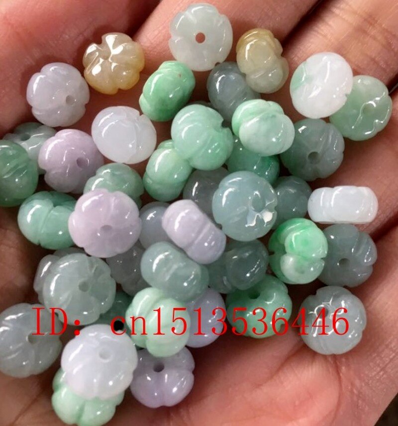 10PC Jade Emerald Tri-coloured Pumpkin Bead