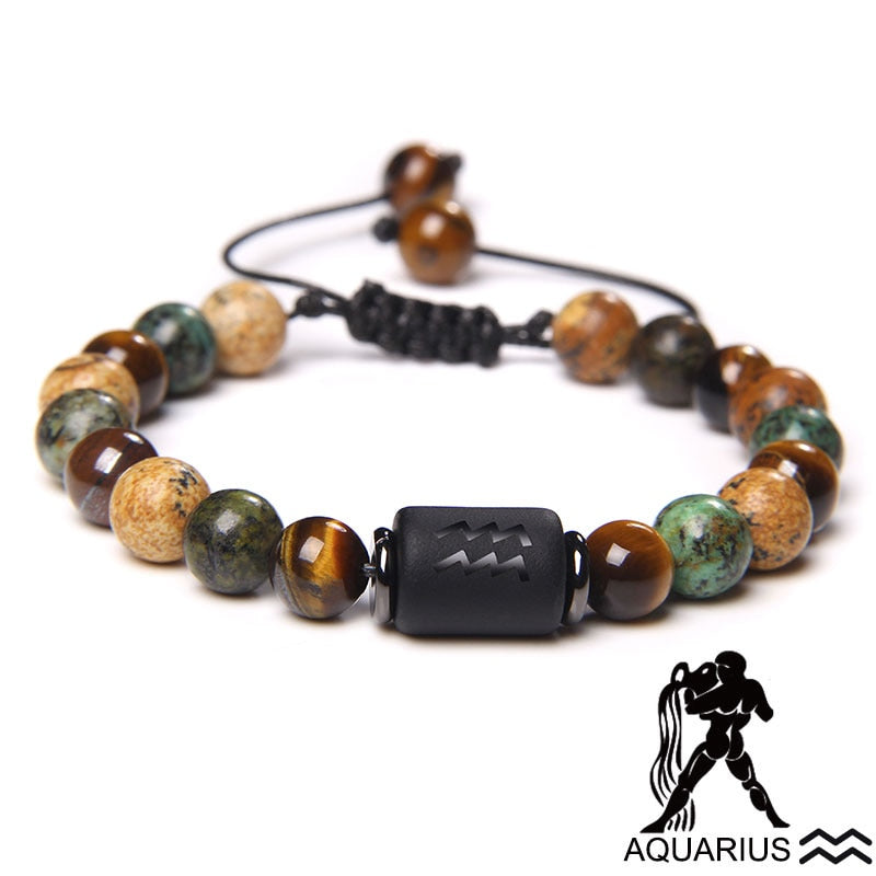 12 Zodiac Signs Constellation Bracelet Natural Picture