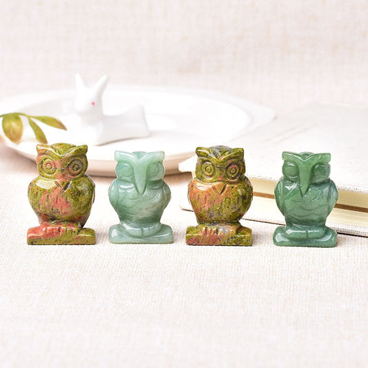 Carved Owl Animal Ornaments Aventurine