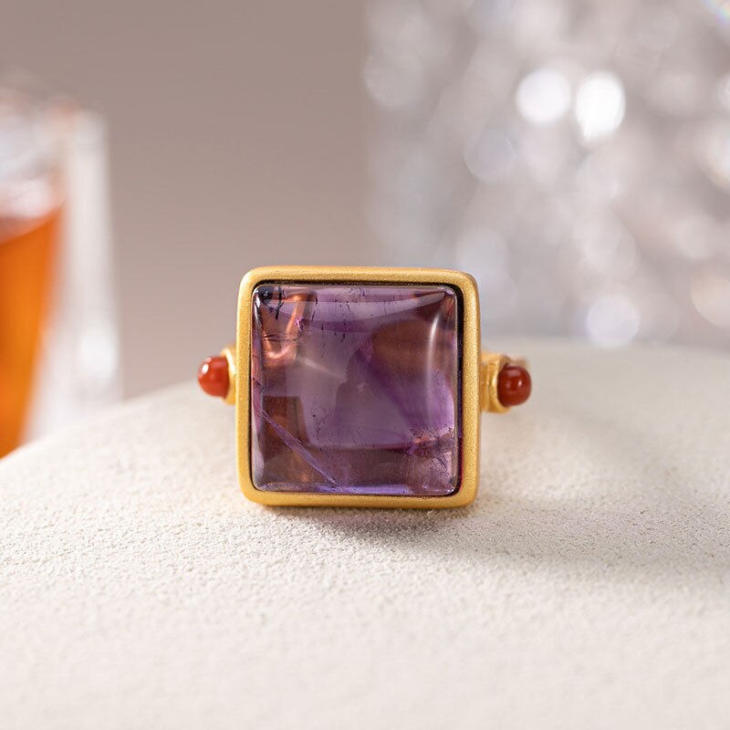Sapphire Ring Chinese style retro palace geometric