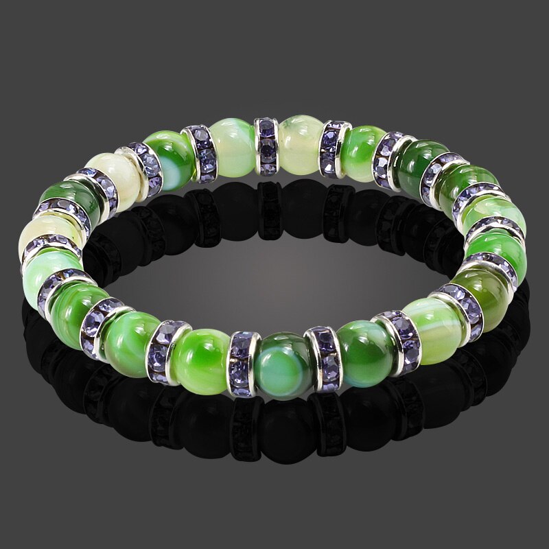 Round Beads Bracelets Bangles Women Crystal