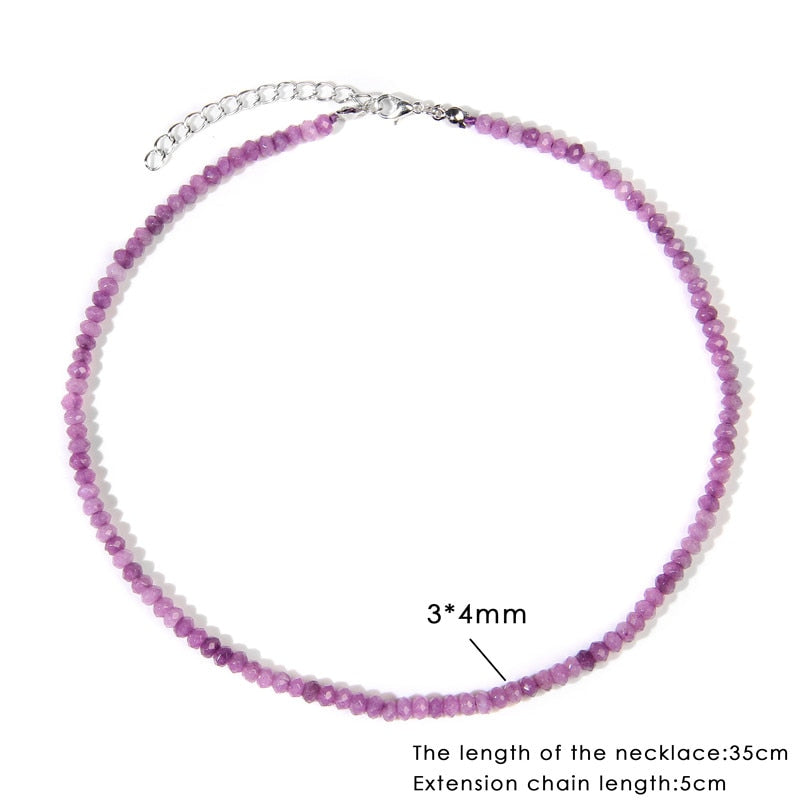 Simple Faceted Gem stone Necklaces For Women Jades