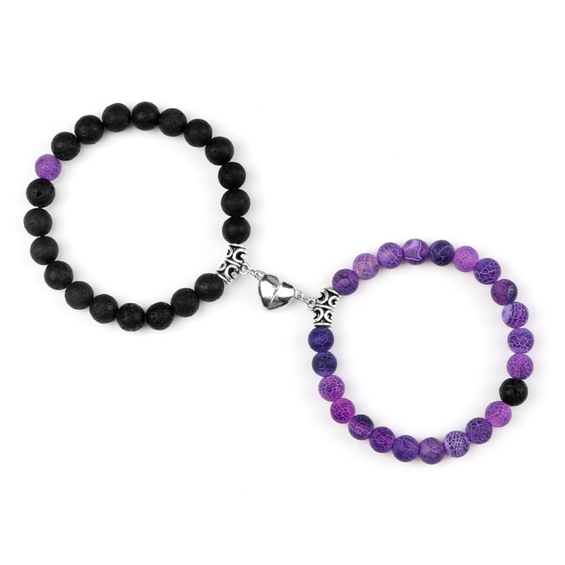 Beads Bracelet For Lovers Natural Stone Distance Heart