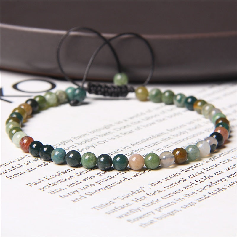 Adjustable 4MM Stone Beads Bracelet For Women