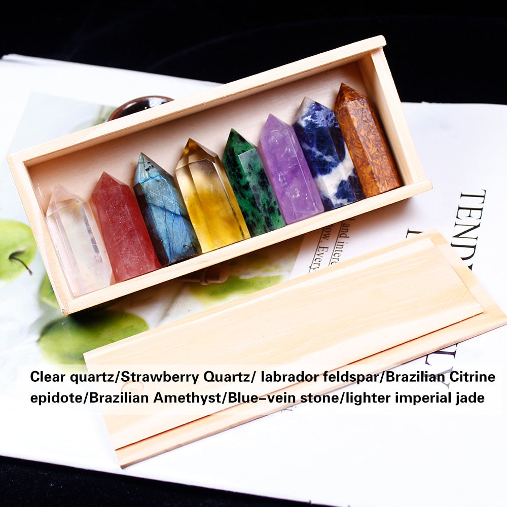 Wooden box Decorative Natural Hand Carved crystal