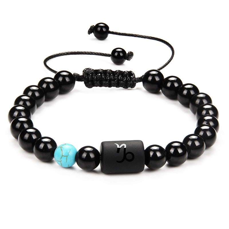 12 Constellation Couple Bracelet Black Stone Bracelets