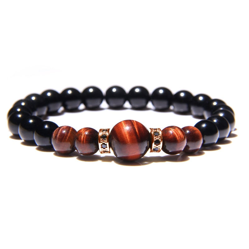 Natural Stone Bracelets Men Royal Blue Tiger Eye