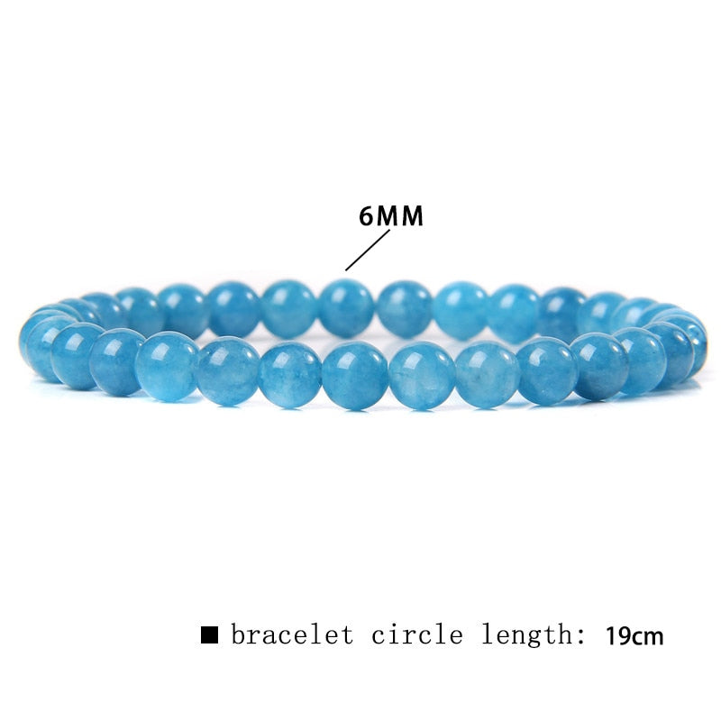 Natural Stone Blue 6MM Beads Bracelets For Women