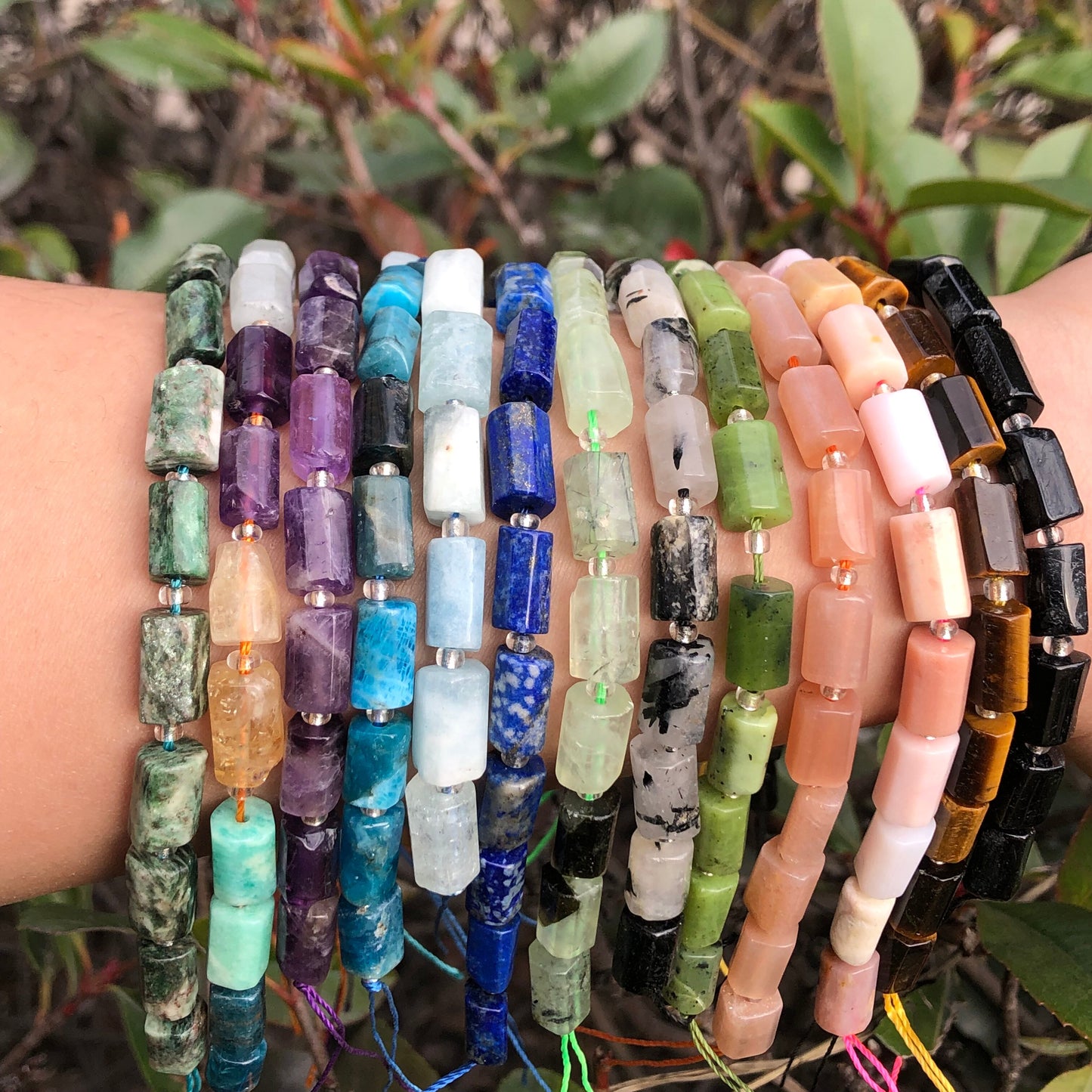 Aquamarines Jades Stone Cylinder Loose Beads