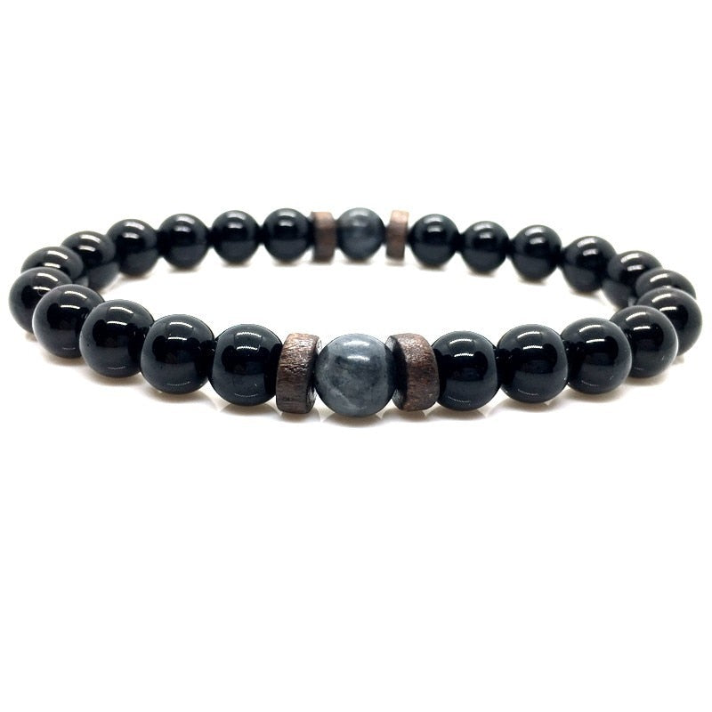 Lava Stone Men Bracelet Natural Moonstone Bead