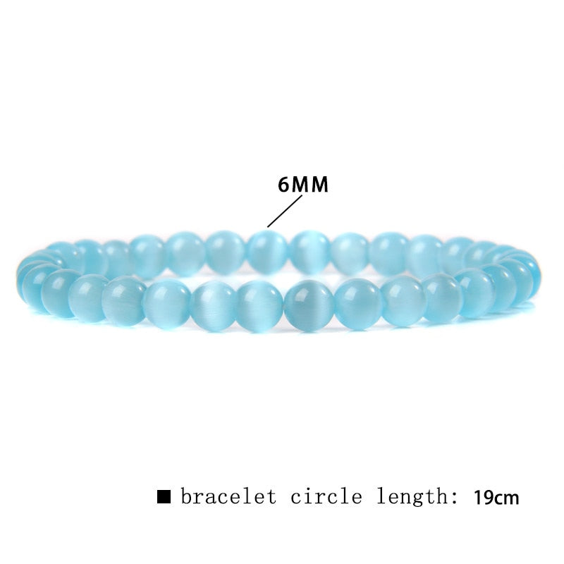 Natural Stone Blue 6MM Beads Bracelets For Women
