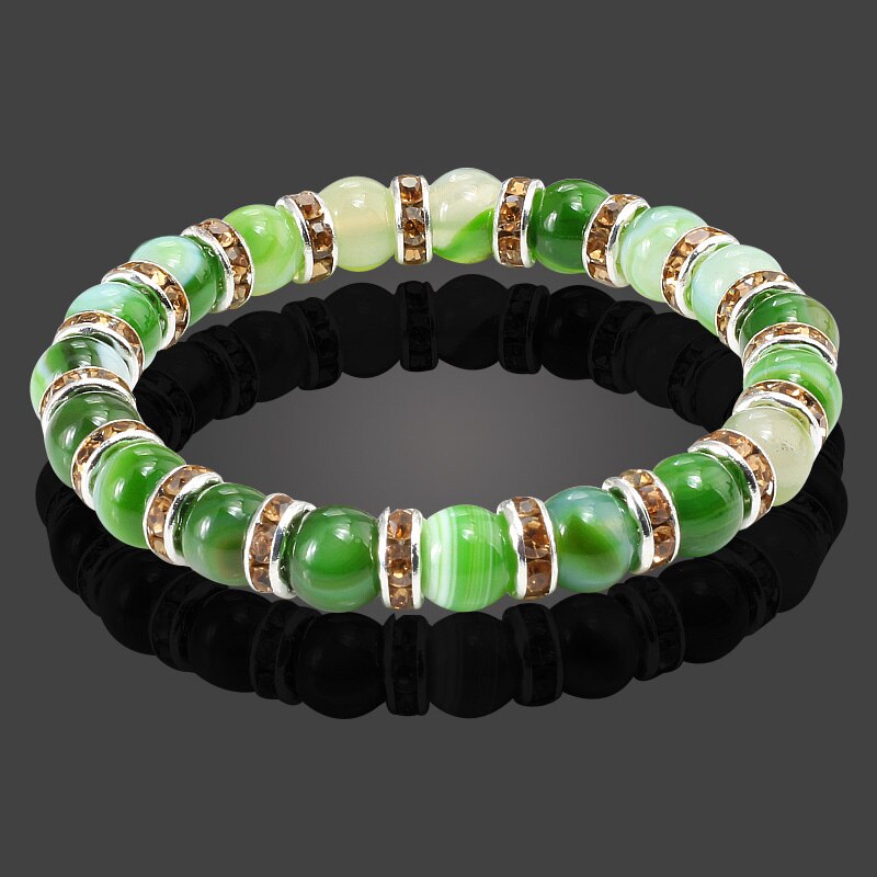 Round Beads Bracelets Bangles Women Crystal