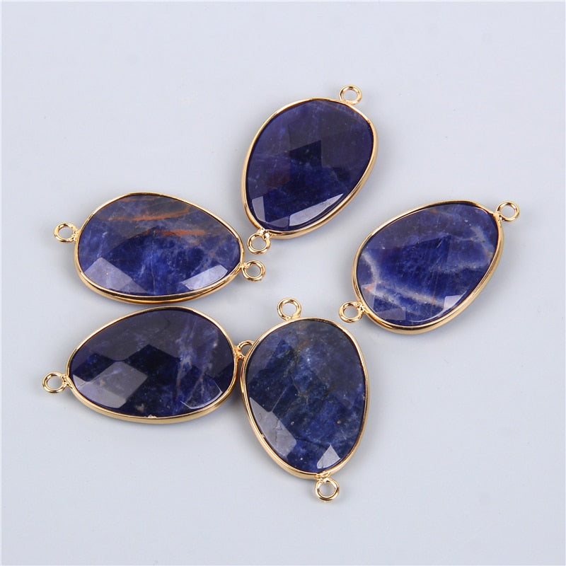 Double Sided Faceted Natural Stone Slice Charm