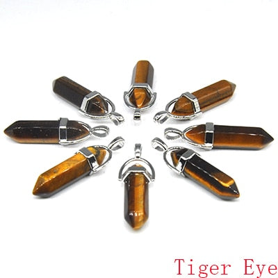 Natural Stone Hexagonal Quartz Pendulum Column Crystal