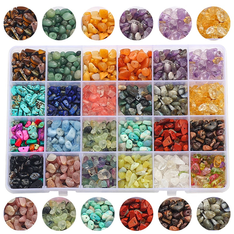 Stone Crystal Amethyst Chips Beads Kit Lobster Clasp