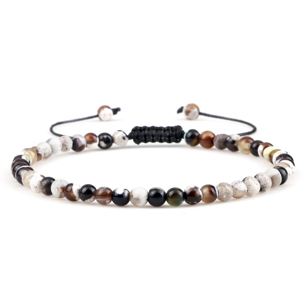 Mini Beads Bracelets for Women Men Round Agates