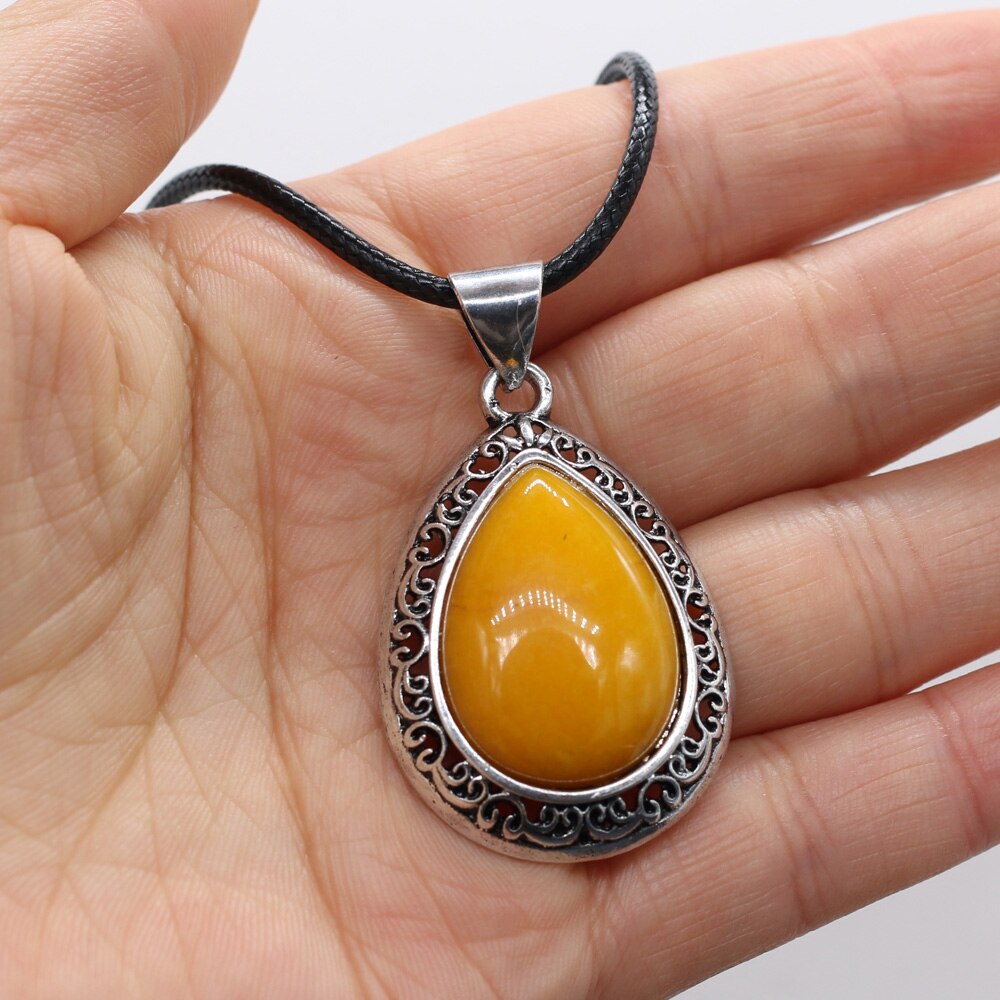 Natural Stone Necklace Water Drop Crystal