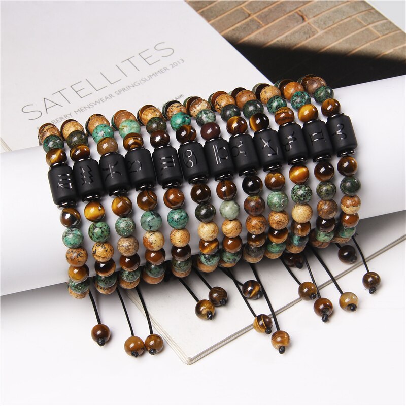 12 Zodiac Signs Constellation Bracelet Natural Picture