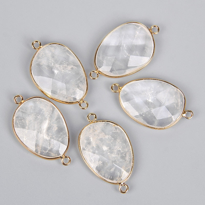 Double Sided Faceted Natural Stone Slice Charm