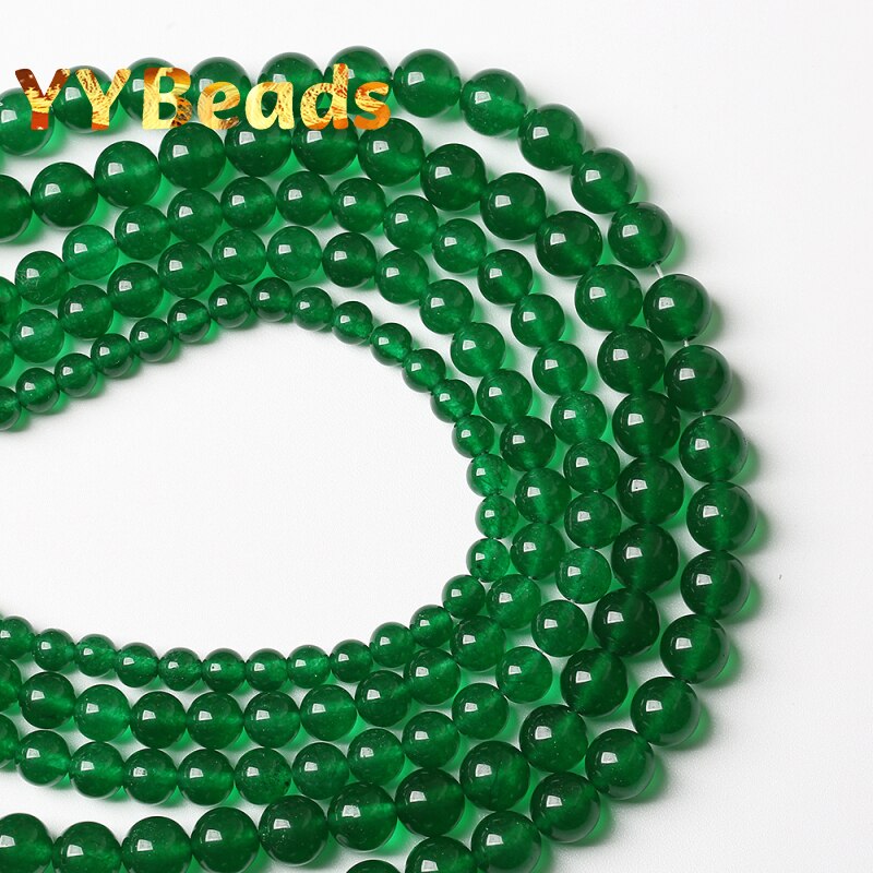 Dark Green Chalcedony Jades Gem Stone Beads