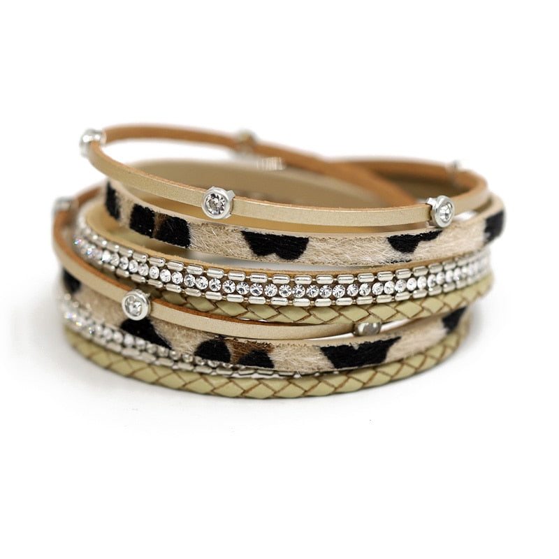 Women's Bracelet Jewelry Multi-Layer Leather Winding