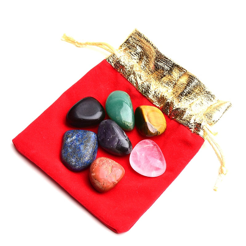 Natural Quartz Seven Chakra Stone 7 Colors Set Yoga