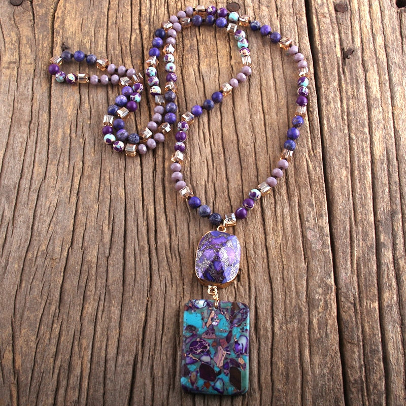 Bohemian Jewelry Natural Stones Crystal Stone Knotted