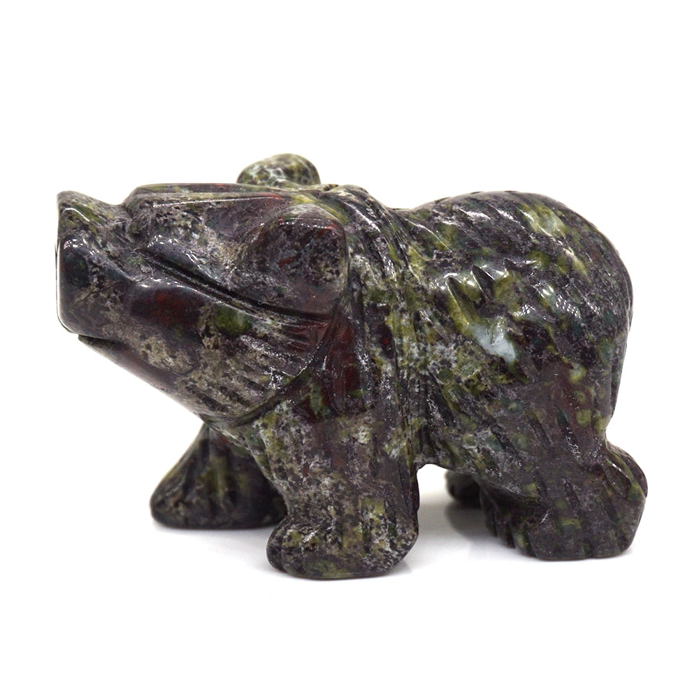 Bear Statue Natural Stone Hand Carved Figure Room