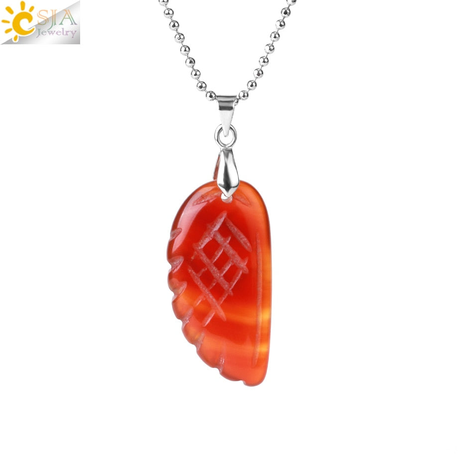 Natural Gem Stone Angel Wing Necklaces & Pendants