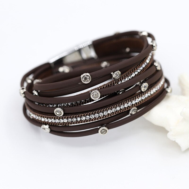 Women's Bracelet Jewelry Multi-Layer Leather Winding